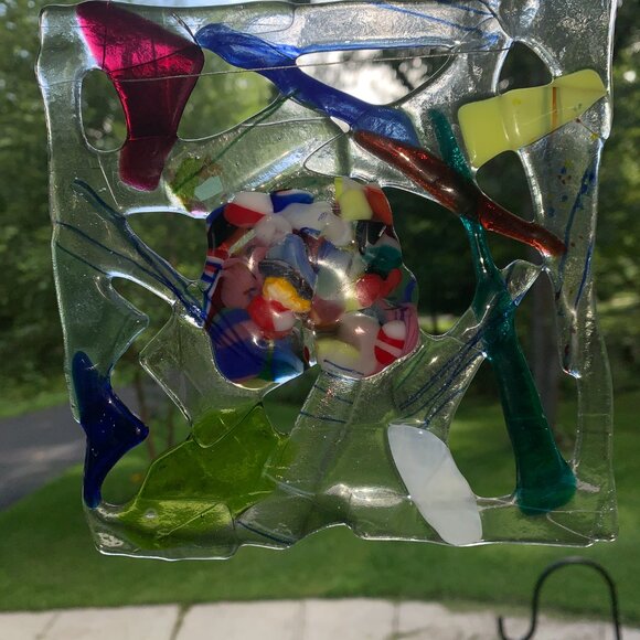 #5259 FUSED  SUNCATCHER  HANDCRAFTED FUSED SUNCATCHER ABSTRACT - Picture 3 of 7